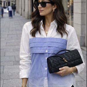 Zara Blue and White Striped Skirt